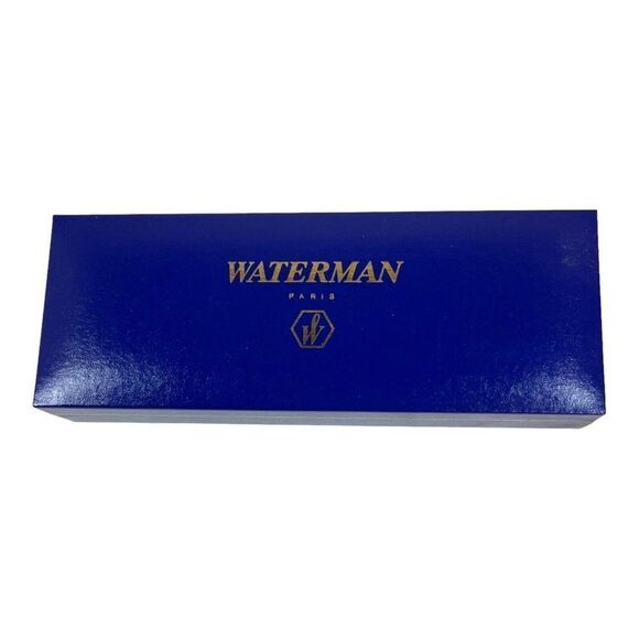 Vintage Waterman Paris Blue Gold Writing EMPTY Box Case White Satin Lining - Picture 3 of 12